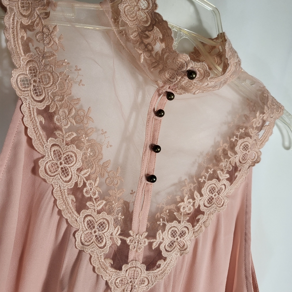 NWT Forever 21 dusty rose tunic w/lace women's S  #871 - Picture 3 of 6